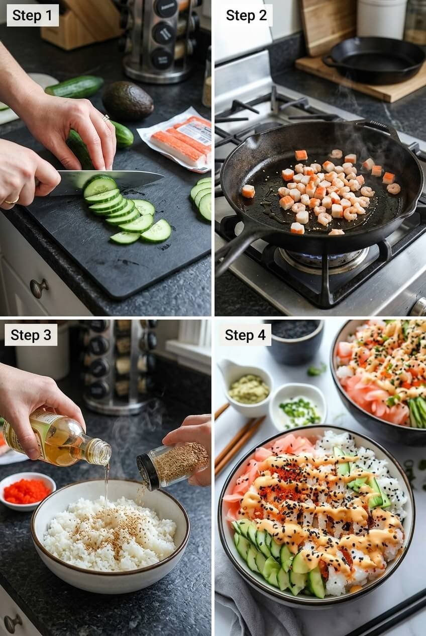 how to make Healthy California Roll Sushi Bowls step by step