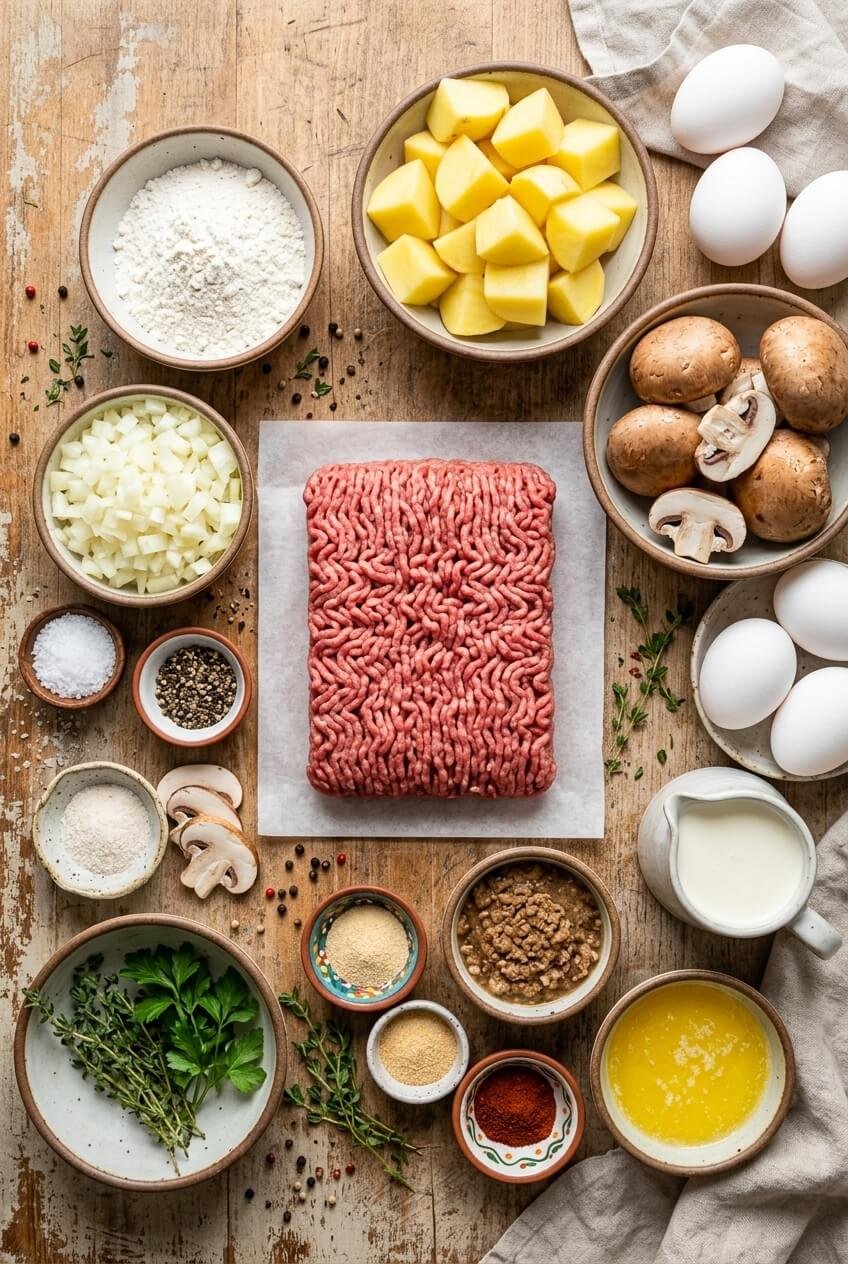 ingredients for AMISH HAMBURGER STEAK BAKE