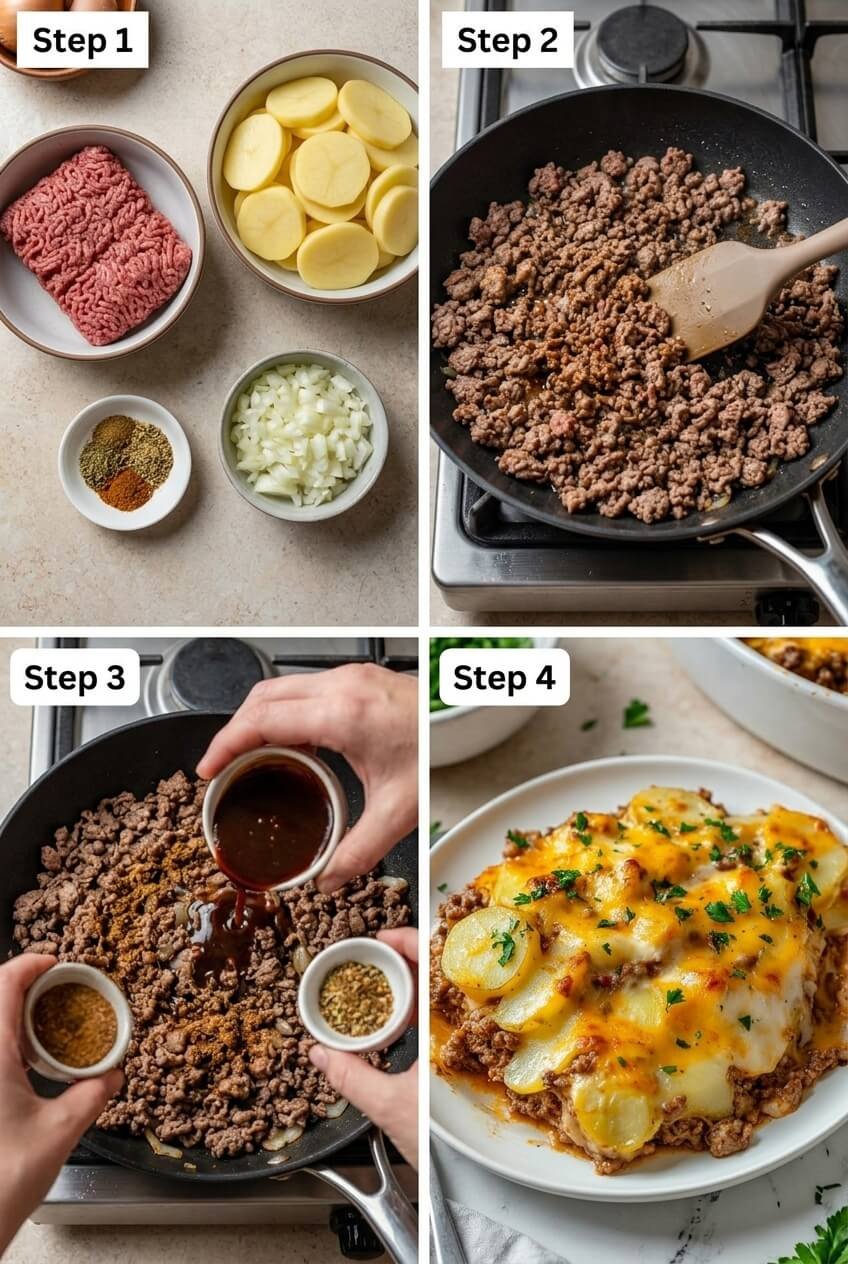 how to make The Best Hobo Casserole Ground Beef step by step