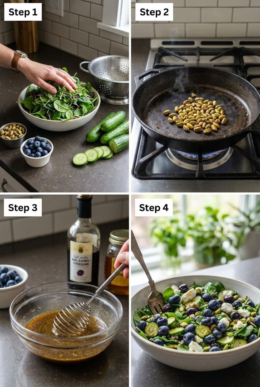 how to make Blueberry Pistachio Spring Salad step by step
