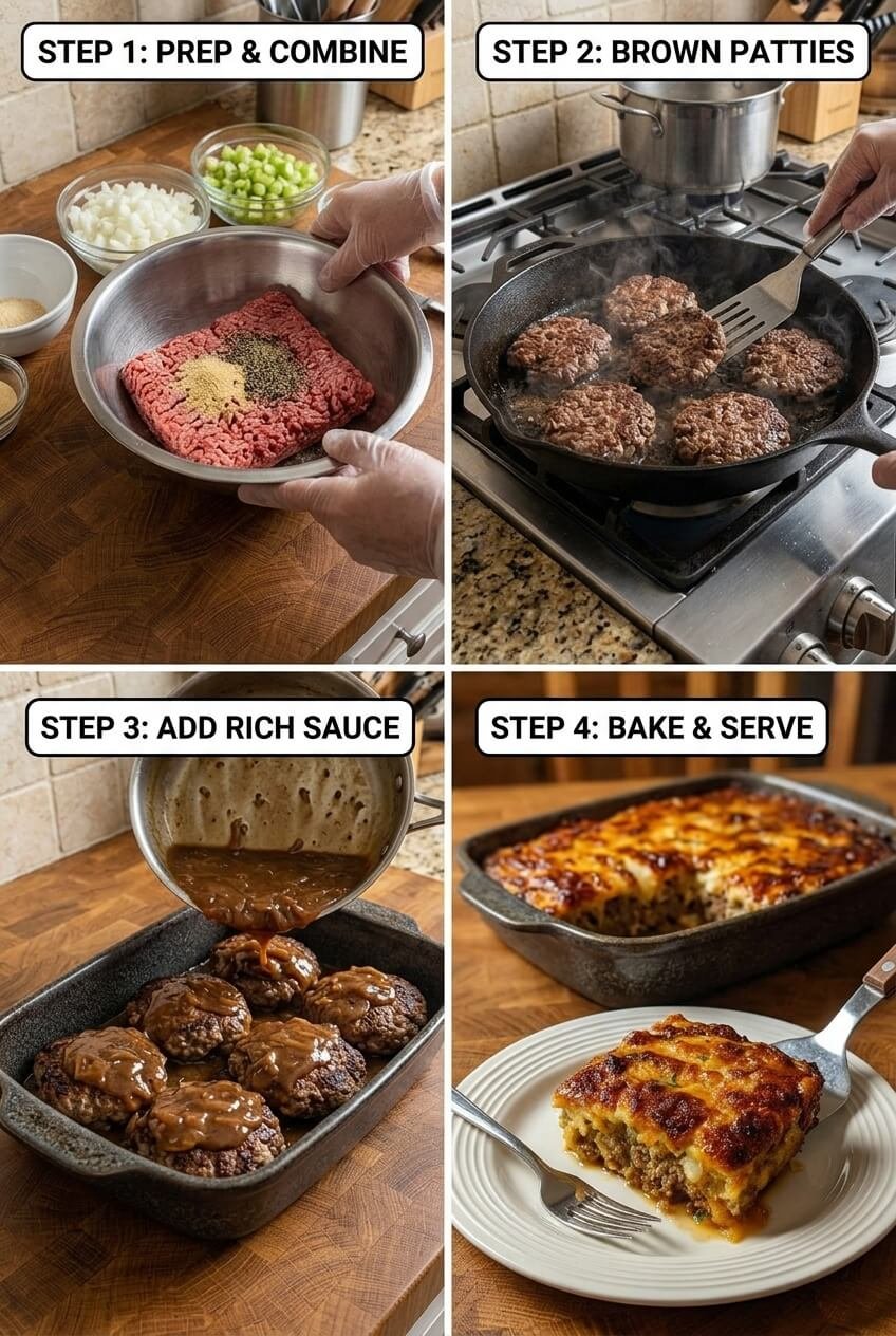 how to make AMISH HAMBURGER STEAK BAKE step by step