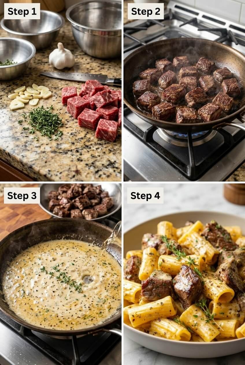 how to make Garlic Steak Dinner step by step