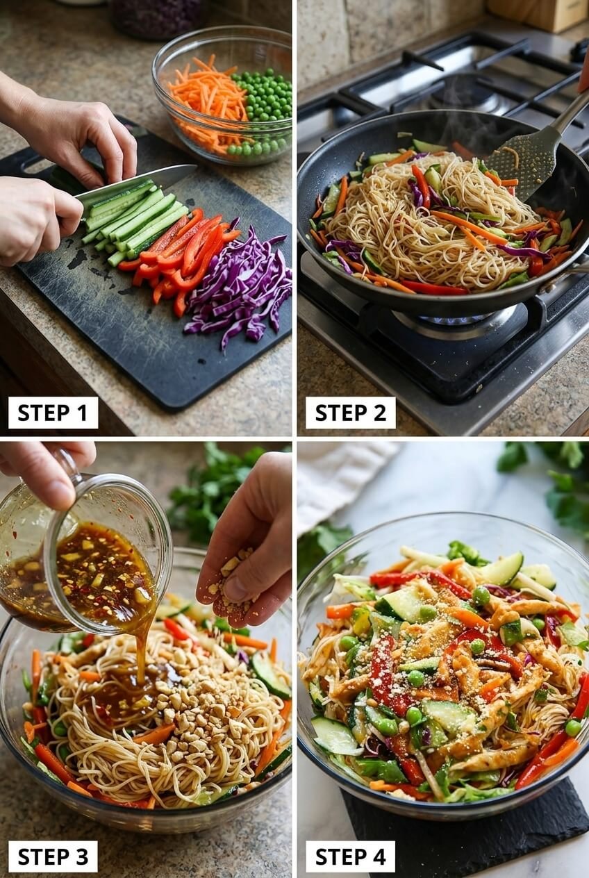 how to make Spring Roll Salad with Spicy Ginger Dressing step by step