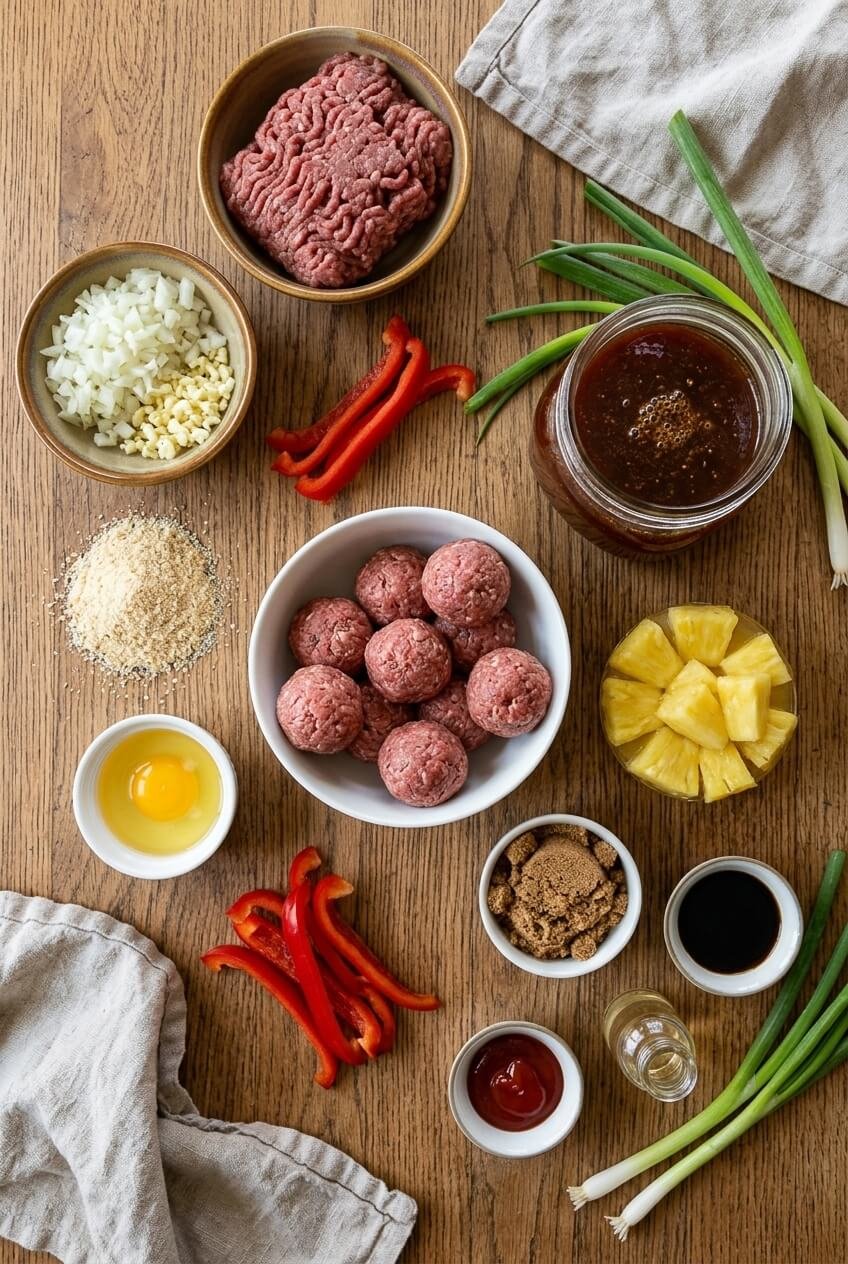 ingredients for Sweet and Sour Meatballs