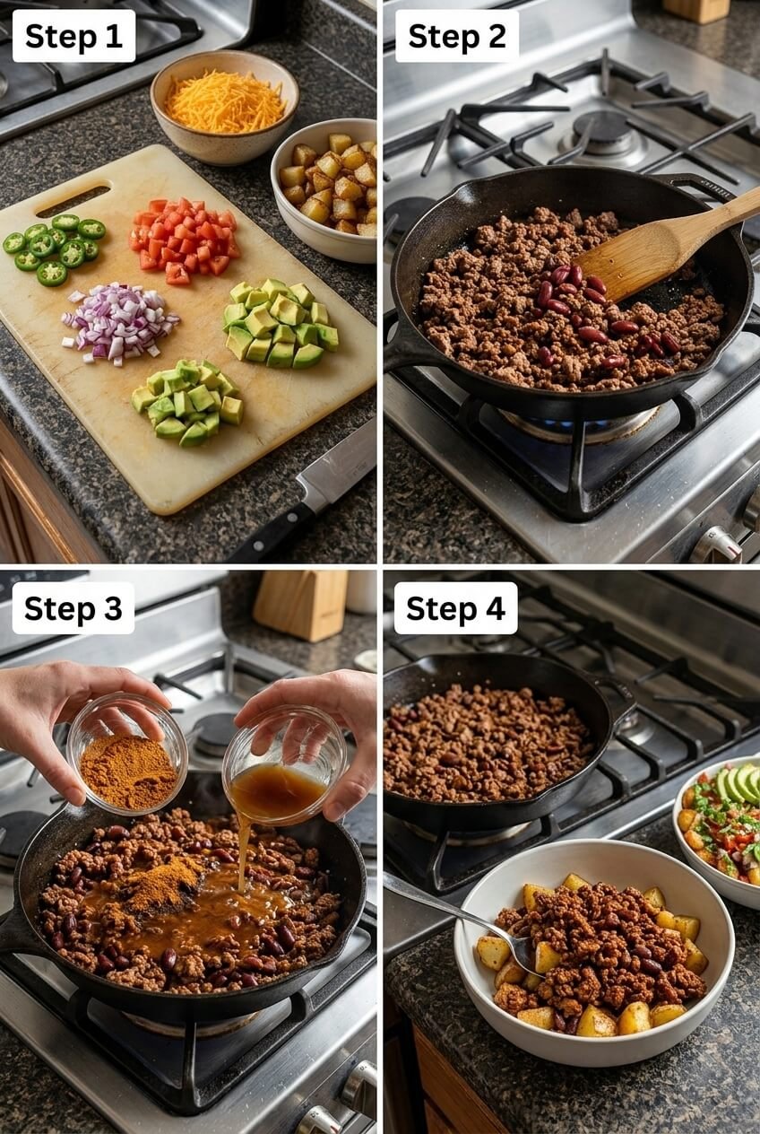 how to make Loaded Potato Taco Bowl step by step