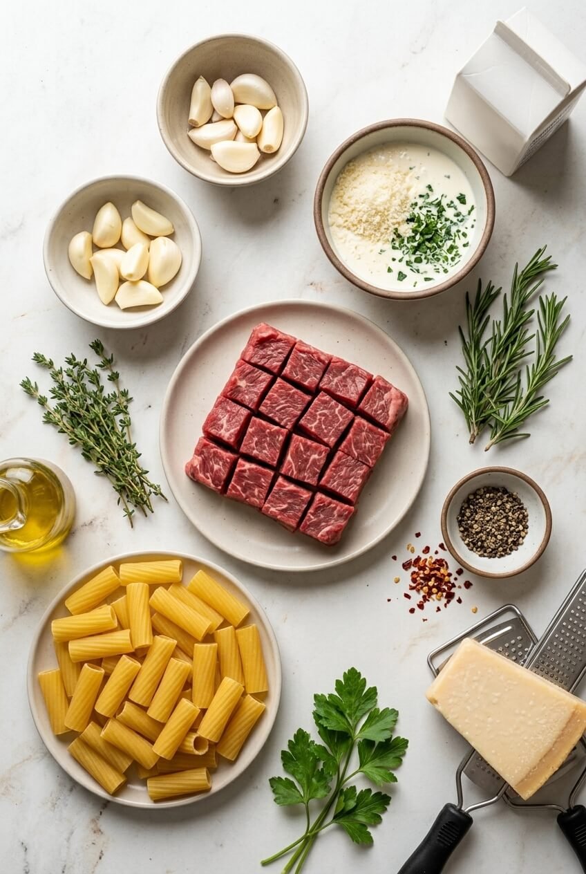 ingredients for Garlic Steak Dinner