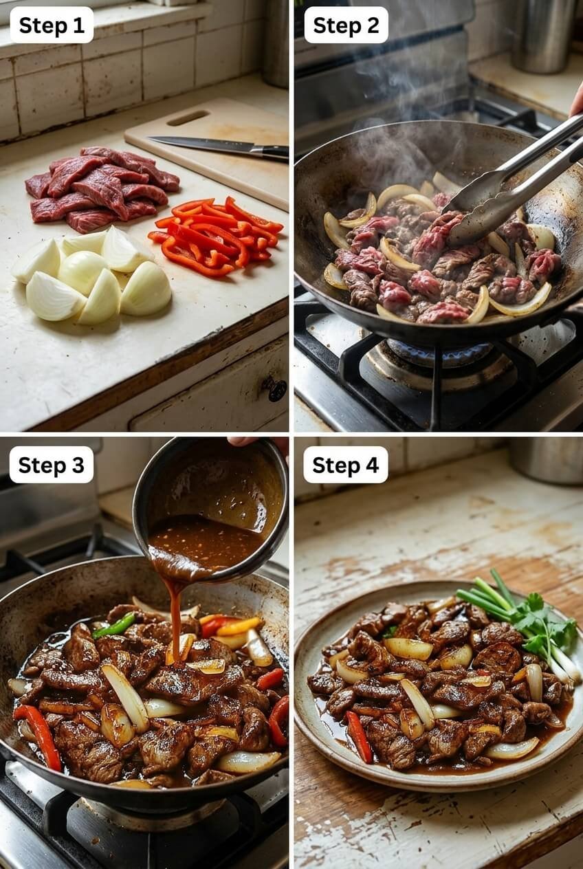 how to make Pepper Steak with Onions step by step