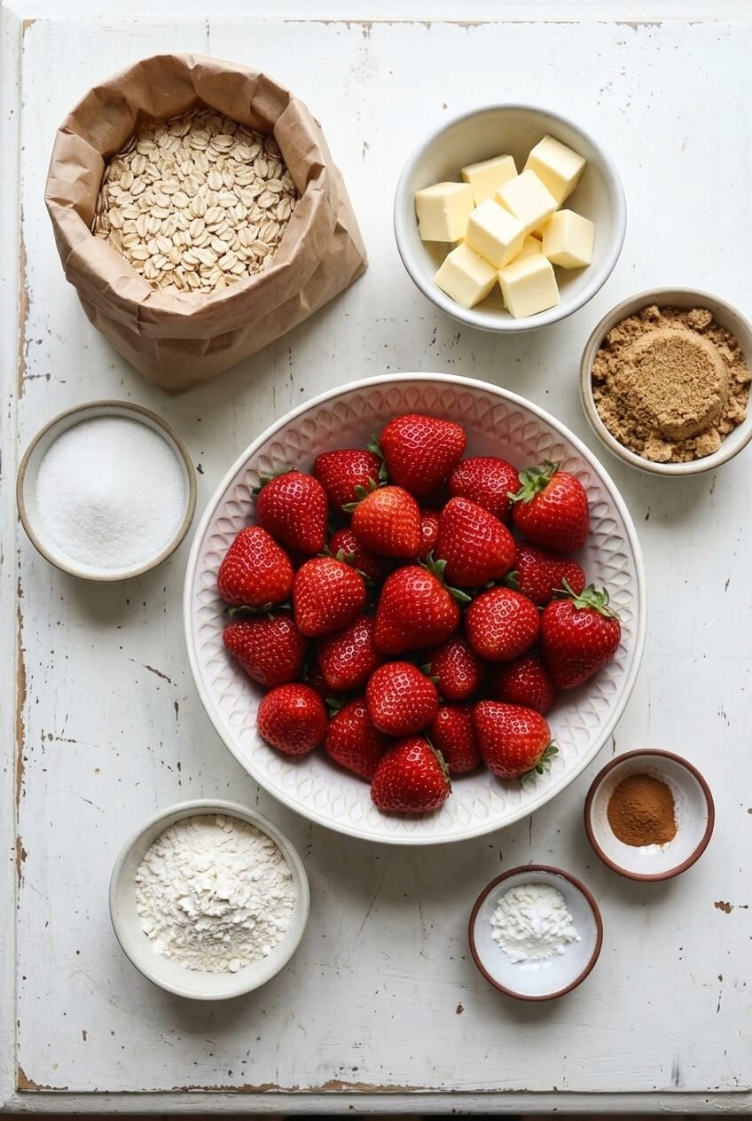 ingredients for Easy Fresh Strawberry Crisp