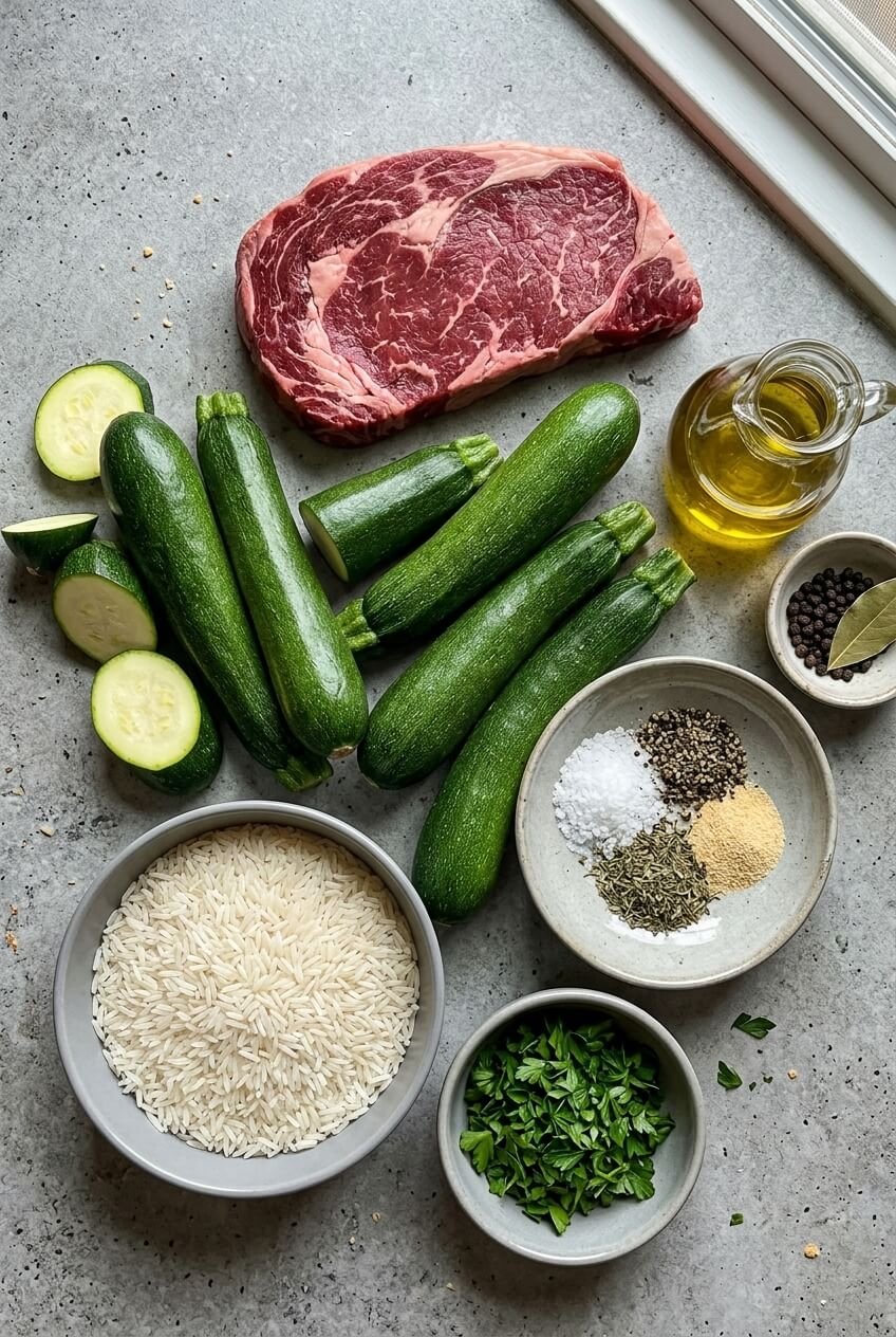 ingredients for Steak Bowl Zucchini
