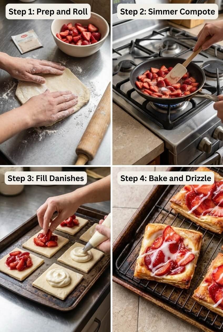 how to make Strawberry Danish step by step