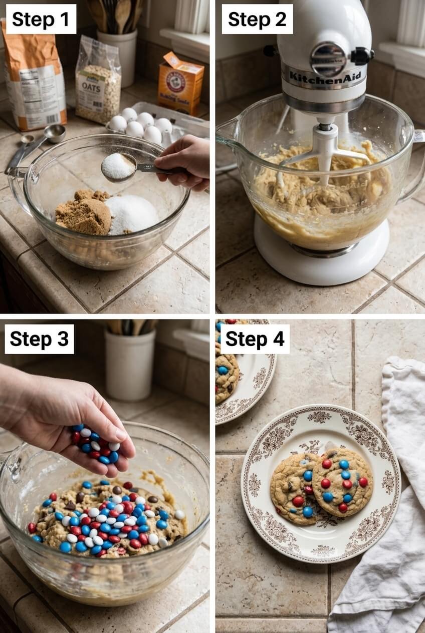 how to make Easy Patriotic Monster Cookies step by step