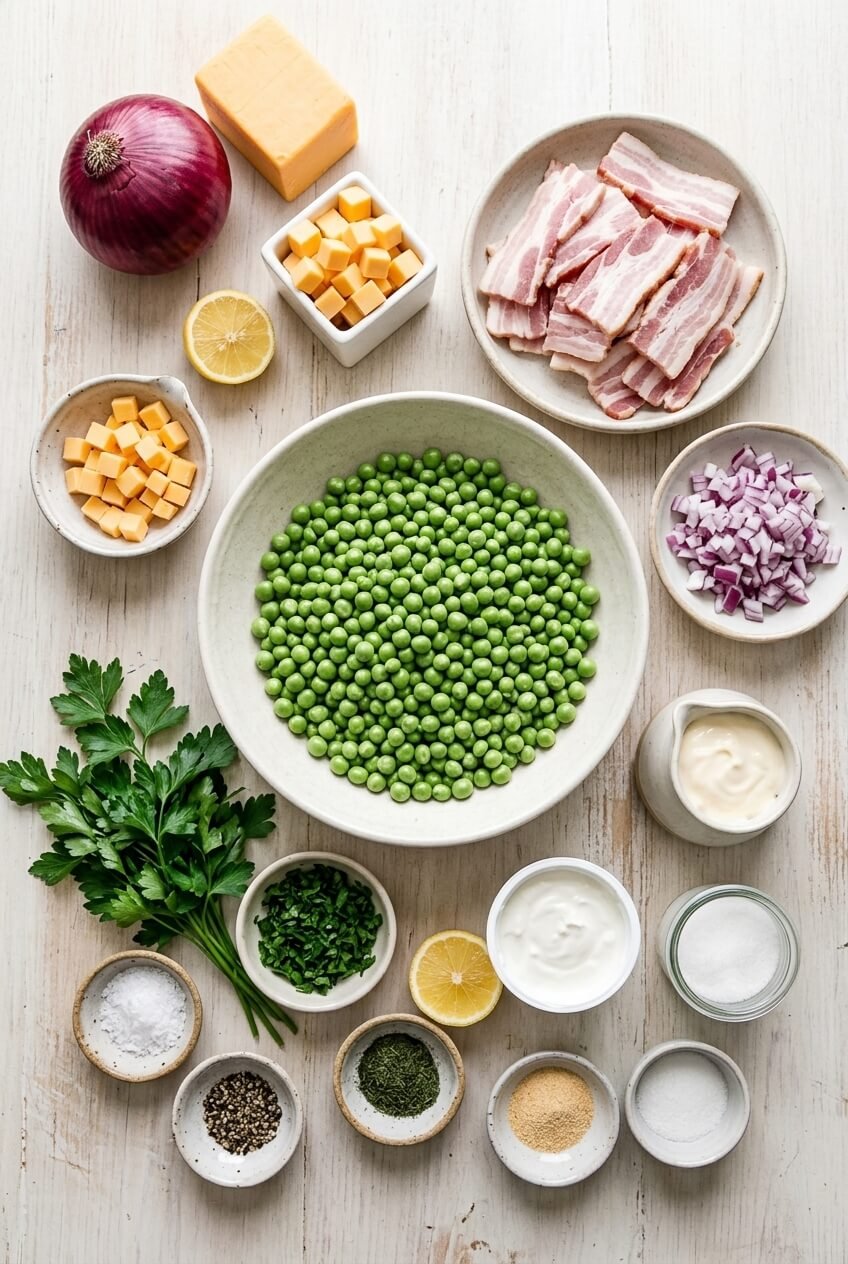 ingredients for Easter Pea Salad