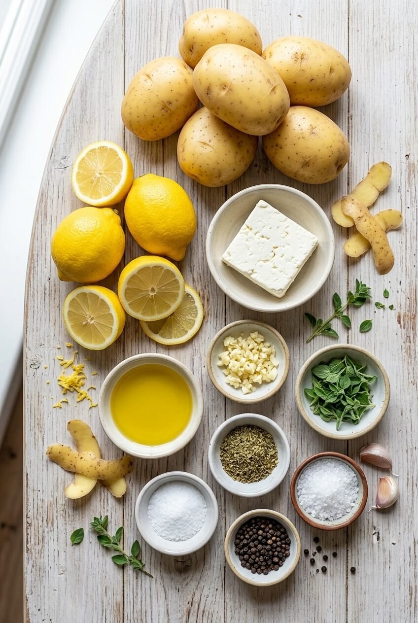 ingredients for Authentic Greek Lemon Potatoes Recipe