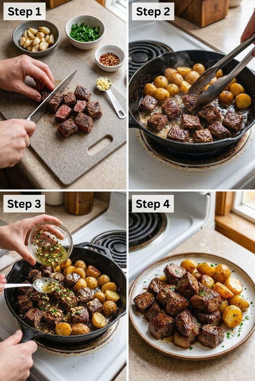 how to make Garlic Steak and Potatoes step by step