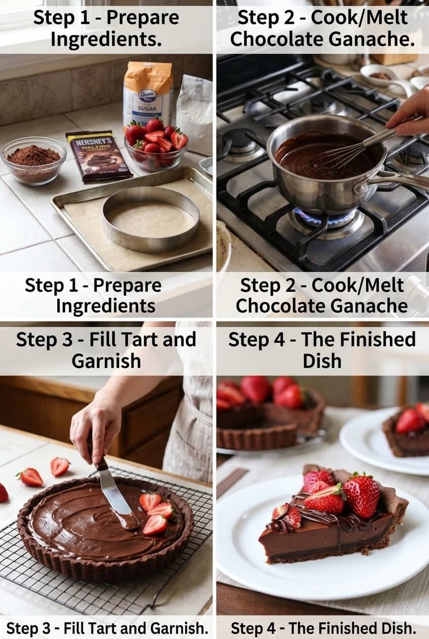 how to make Decadent Dark Chocolate Strawberry Tart step by step