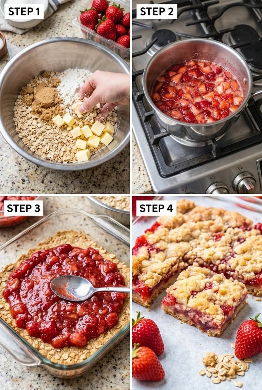 how to make Strawberry Oatmeal Crumble Bars step by step