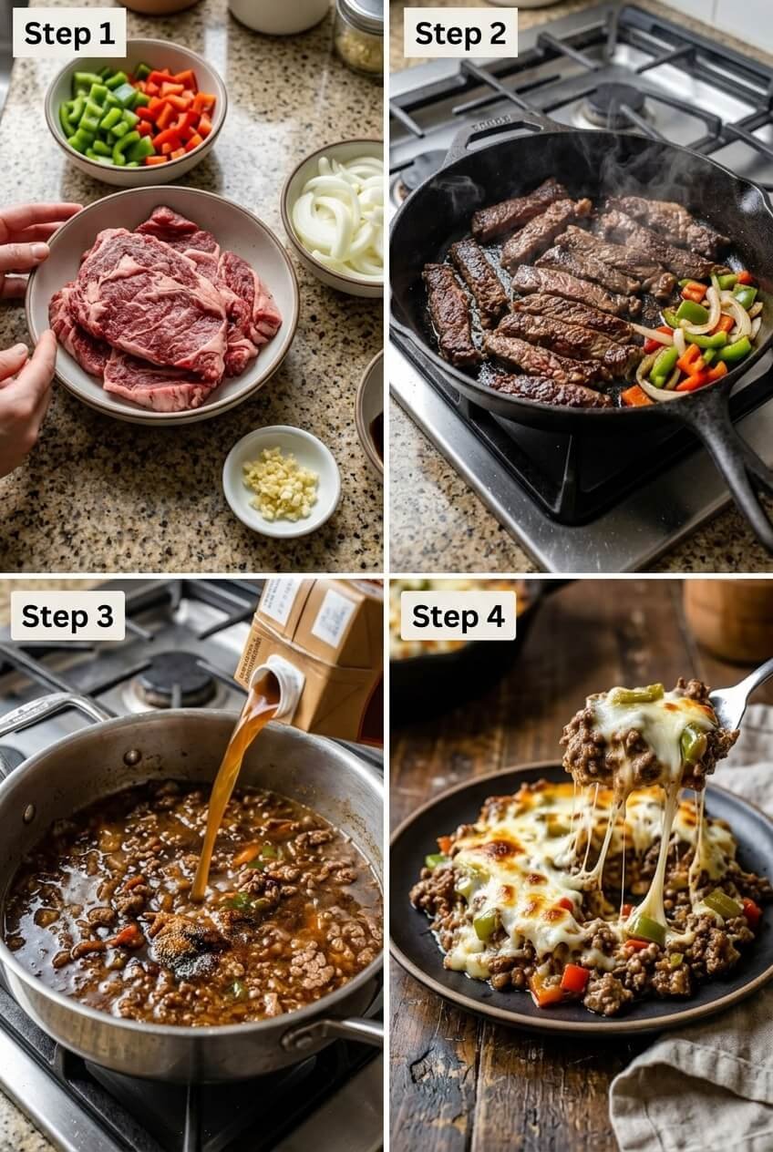 how to make Philly Cheesesteak Casserole Recipe step by step