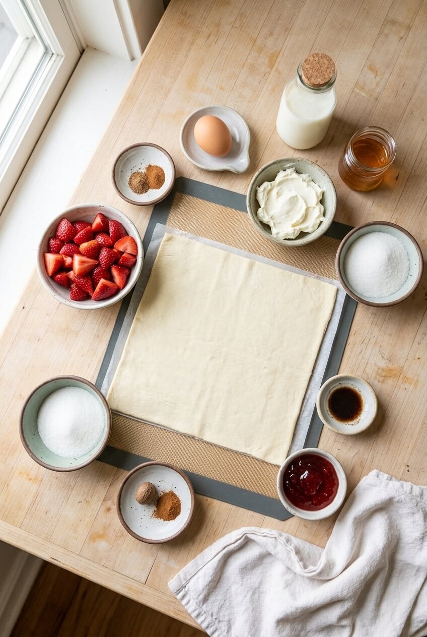 ingredients for Strawberry Danish