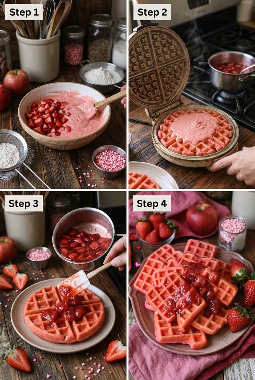 how to make strawberry waffles recipe step by step