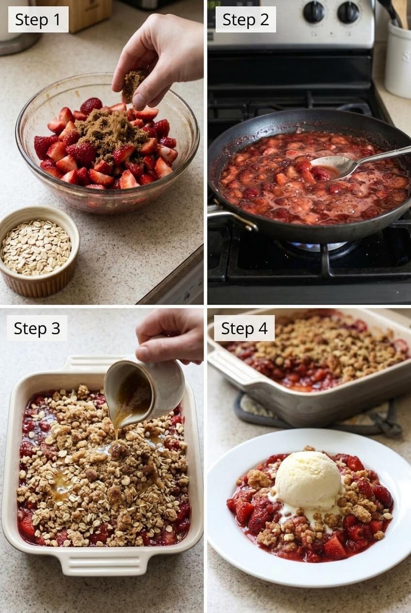 how to make Easy Fresh Strawberry Crisp step by step