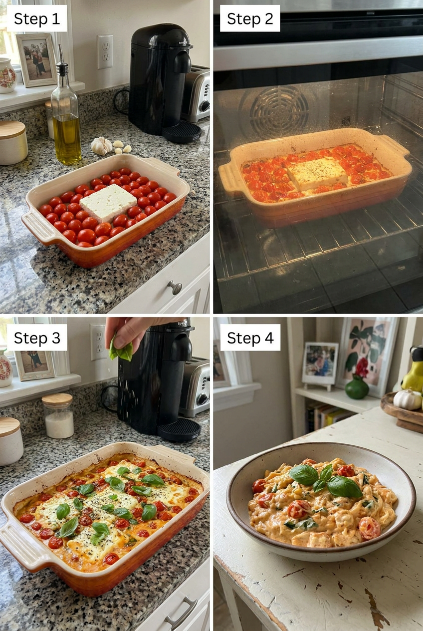 how to make Baked Feta Tomato Pasta step by step