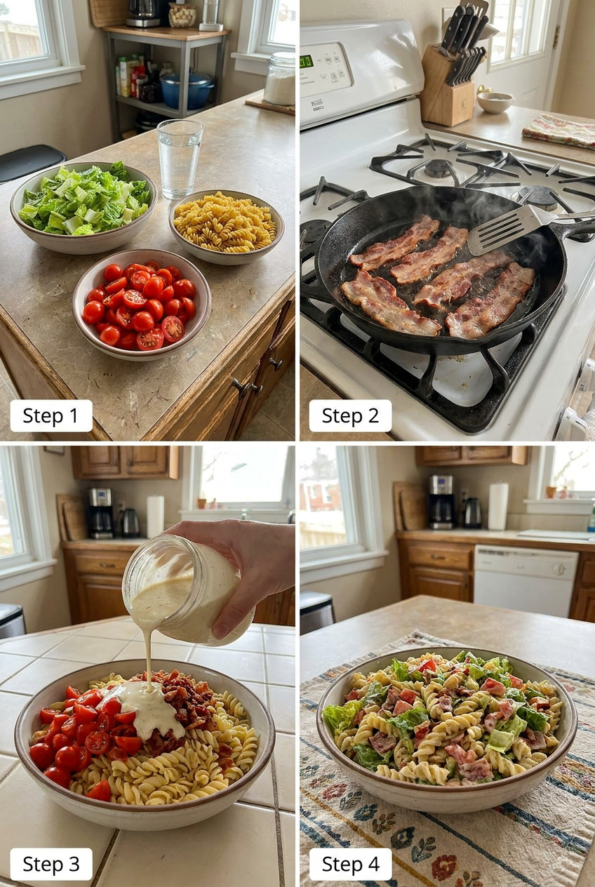 how to make BLT Pasta Salad step by step