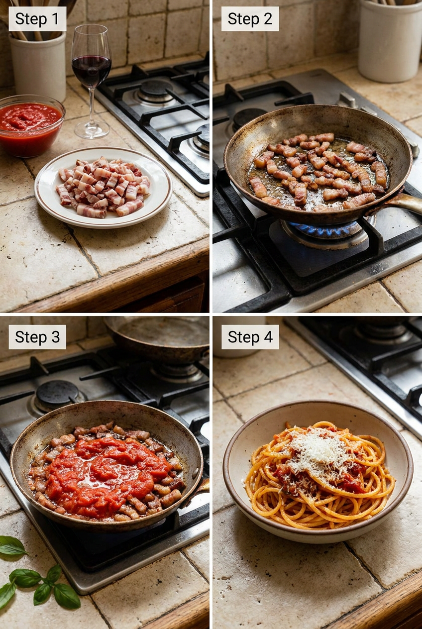 how to make Classic Bucatini all'Amatriciana step by step