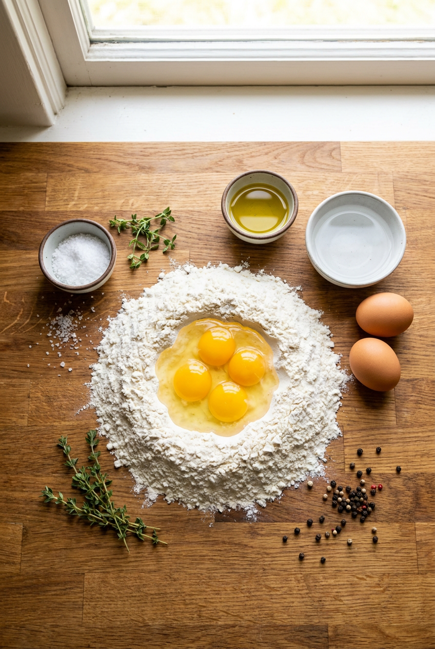 ingredients for Classic Homemade Egg Pasta