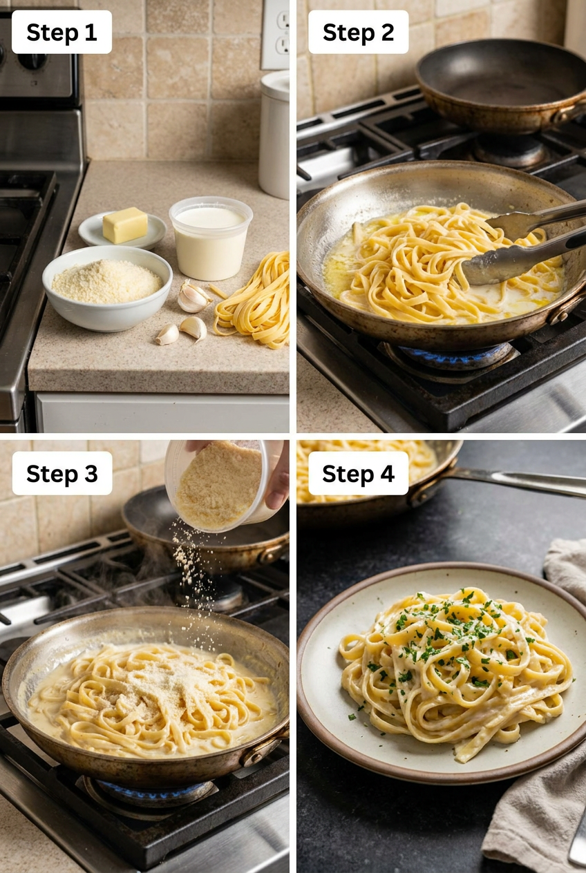 how to make Classic Homemade Fettuccine Alfredo step by step