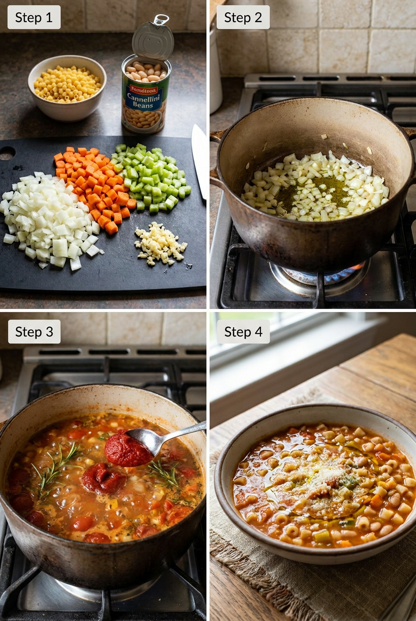 how to make Classic Pasta e Fagioli Soup step by step