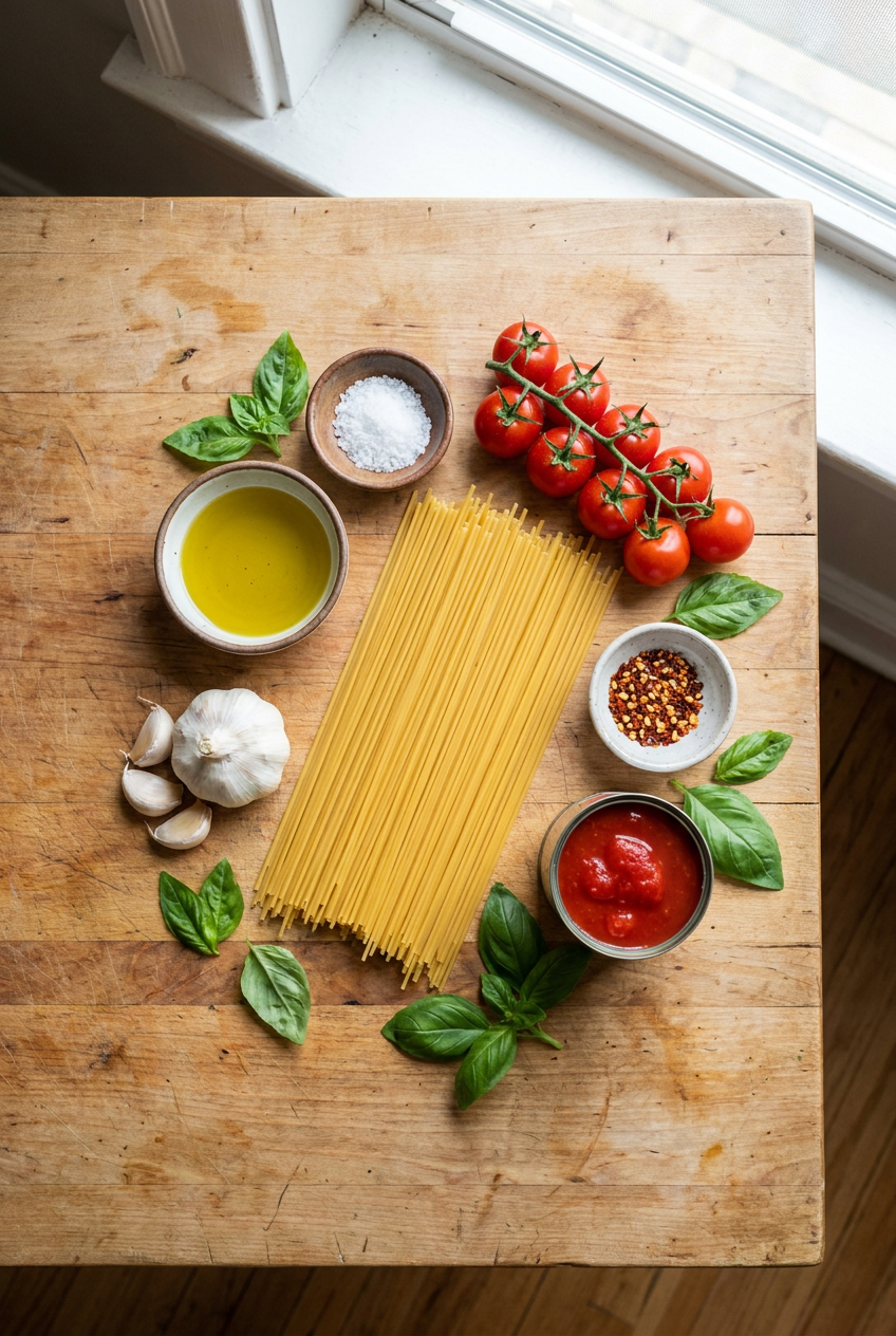 ingredients for Classic Pasta Pomodoro