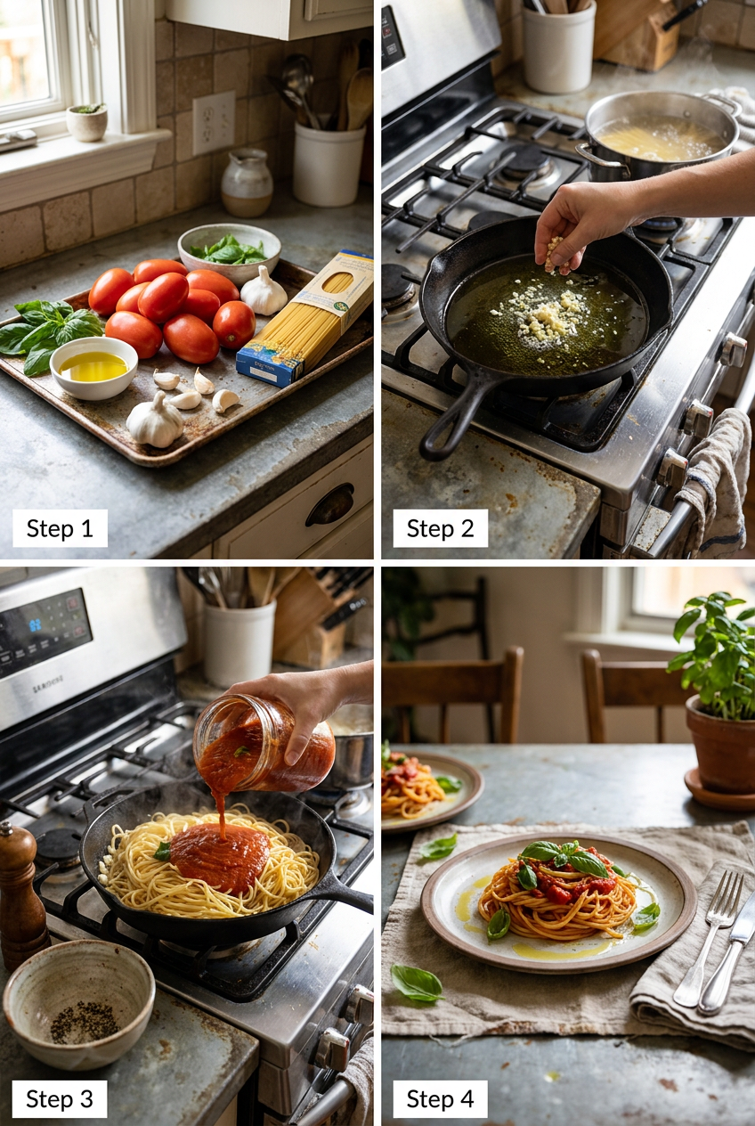 how to make Classic Pasta Pomodoro step by step