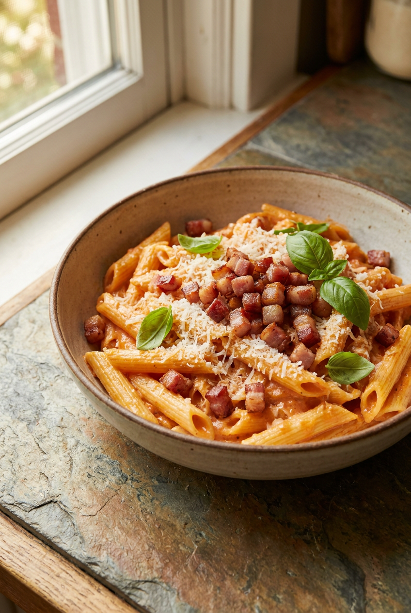 Classic Penne alla Vodka with Pancetta