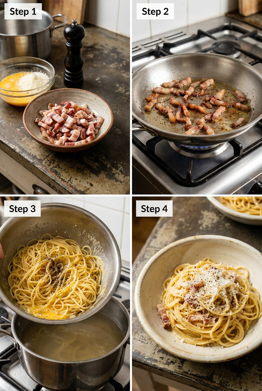 how to make Classic Spaghetti Carbonara step by step