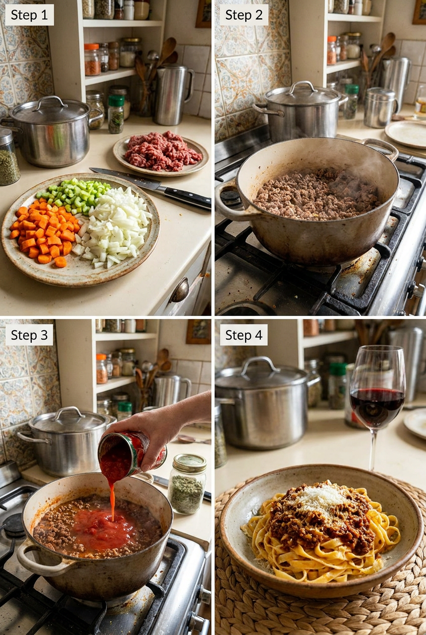 how to make Classic Tagliatelle alla Bolognese step by step