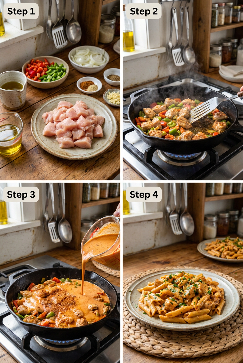 how to make Creamy Cajun Chicken Pasta step by step