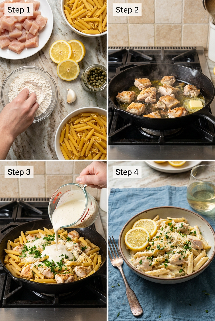 how to make Creamy Lemon Chicken Pasta step by step