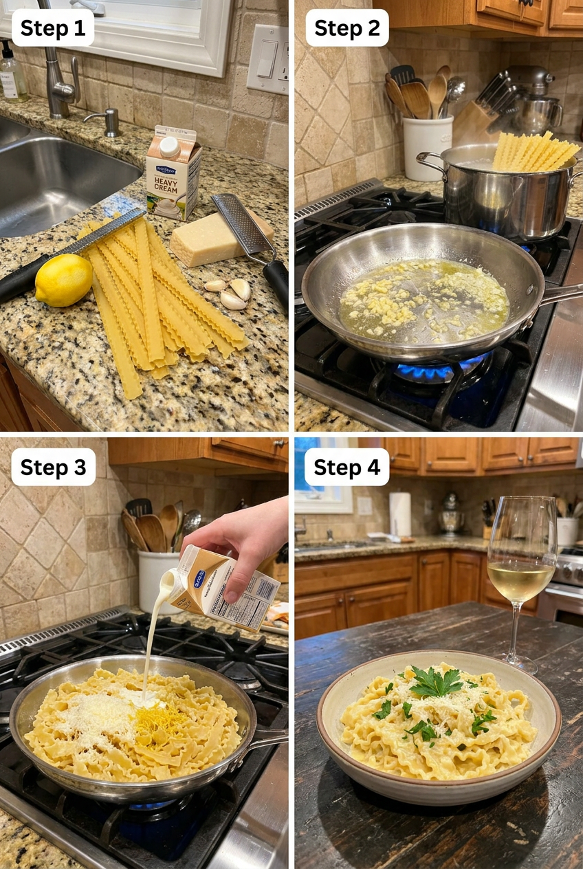 how to make Creamy Lemon Parmesan Mafaldine step by step