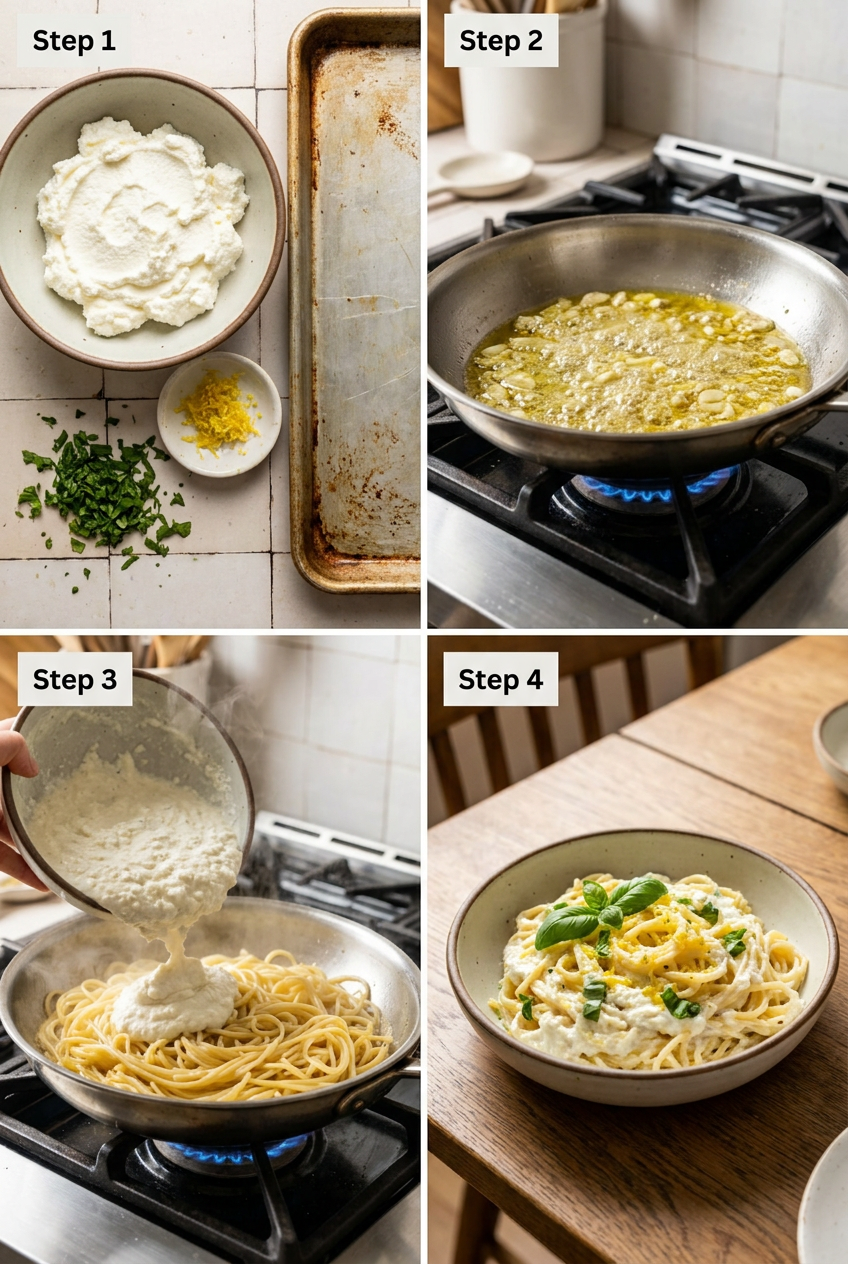 how to make Creamy Lemon Ricotta Pasta step by step
