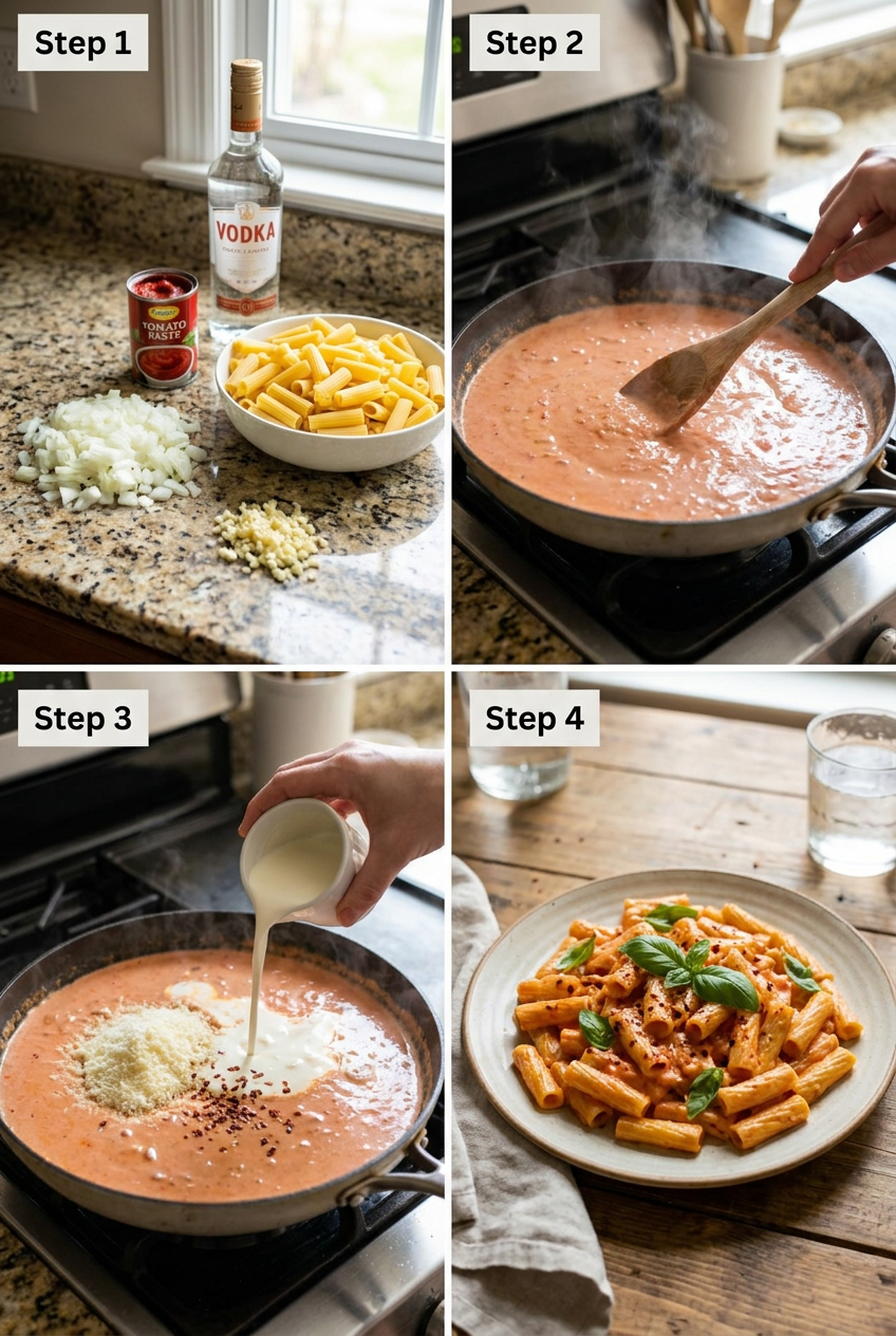 how to make Creamy Spicy Vodka Pasta alla Gigi step by step