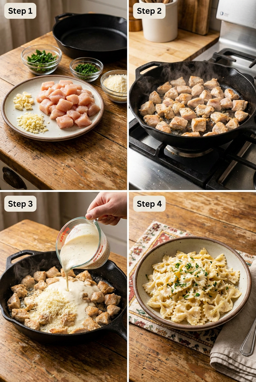 how to make Garlic Parmesan Chicken Pasta step by step