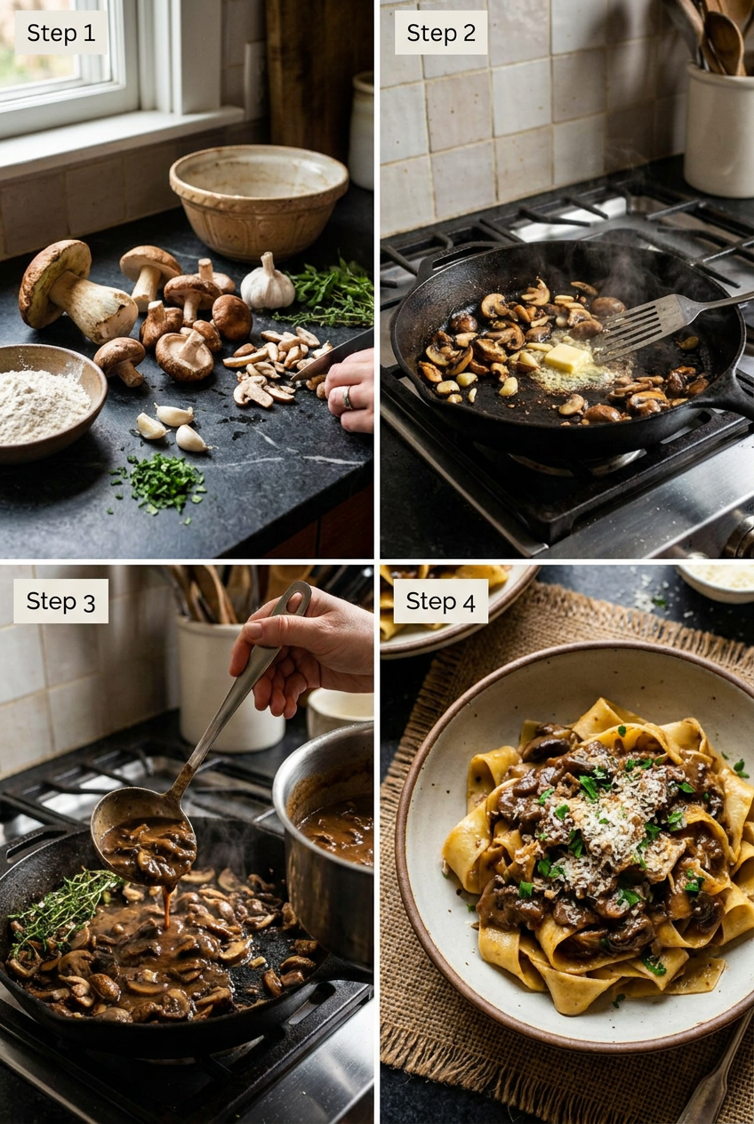 how to make Homemade Pappardelle with Wild Mushroom Ragù step by step