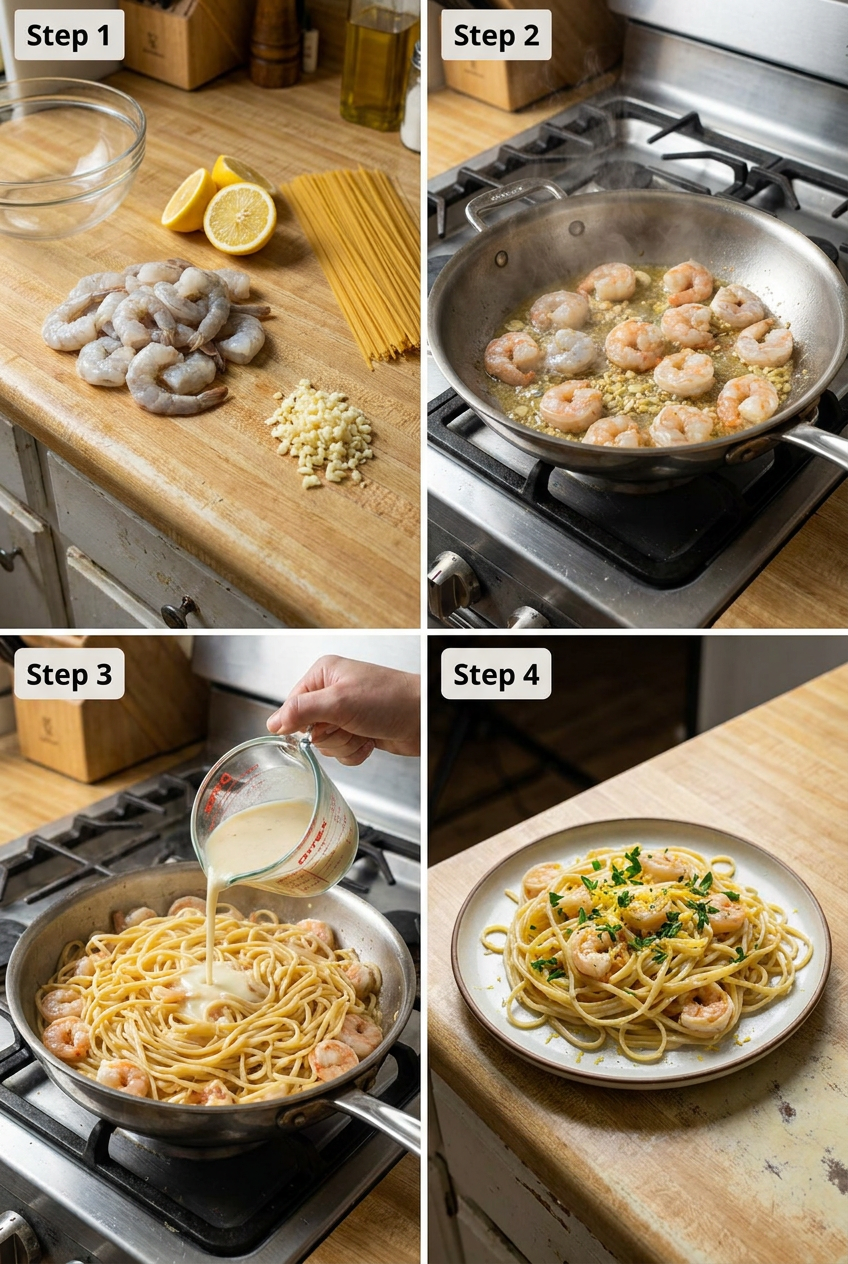 how to make Lemon Garlic Shrimp Linguine step by step