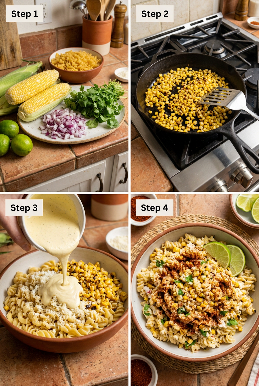 how to make Mexican Street Corn Pasta Salad step by step