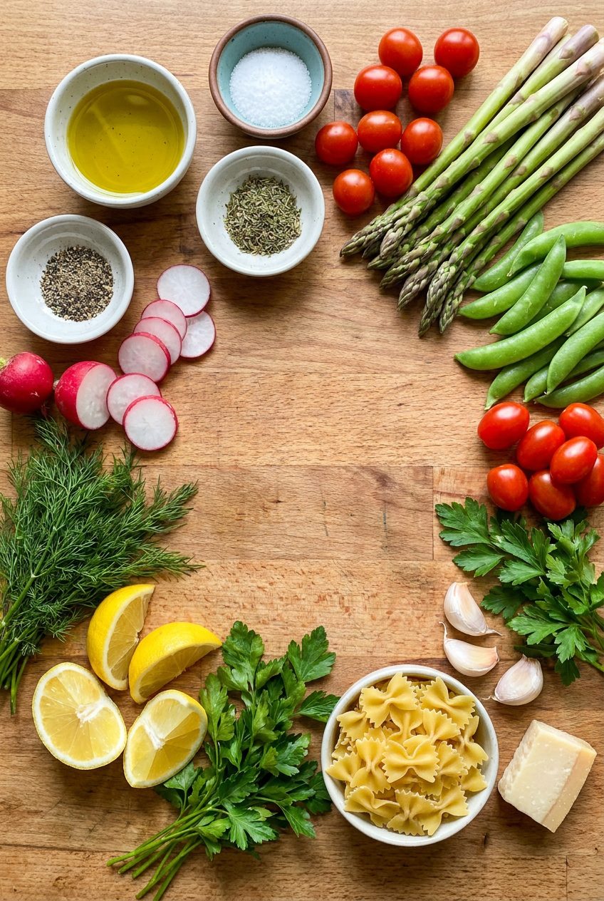 ingredients for Spring Radiance Pasta Primavera