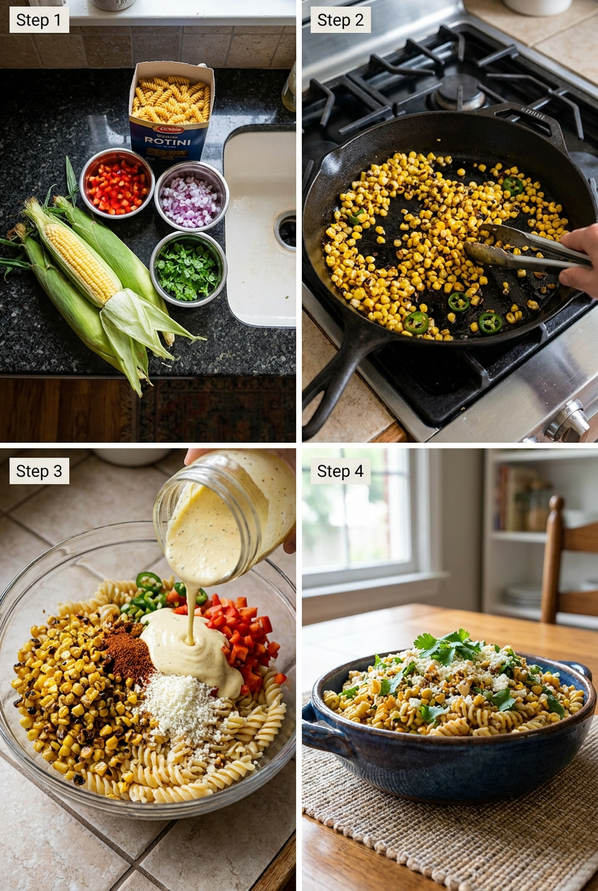 how to make Street Corn Pasta Salad step by step