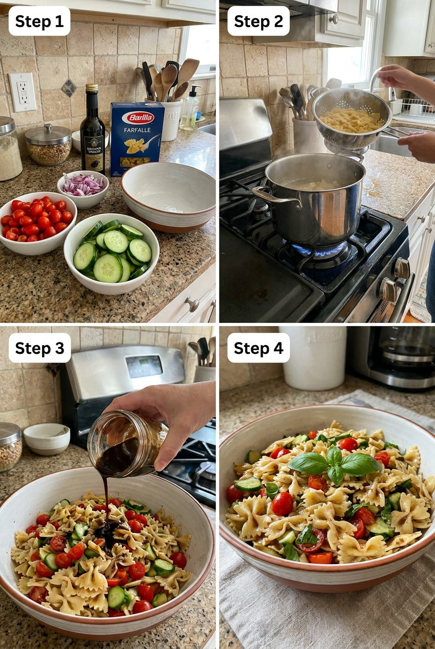 how to make Summer Balsamic Pasta Salad step by step