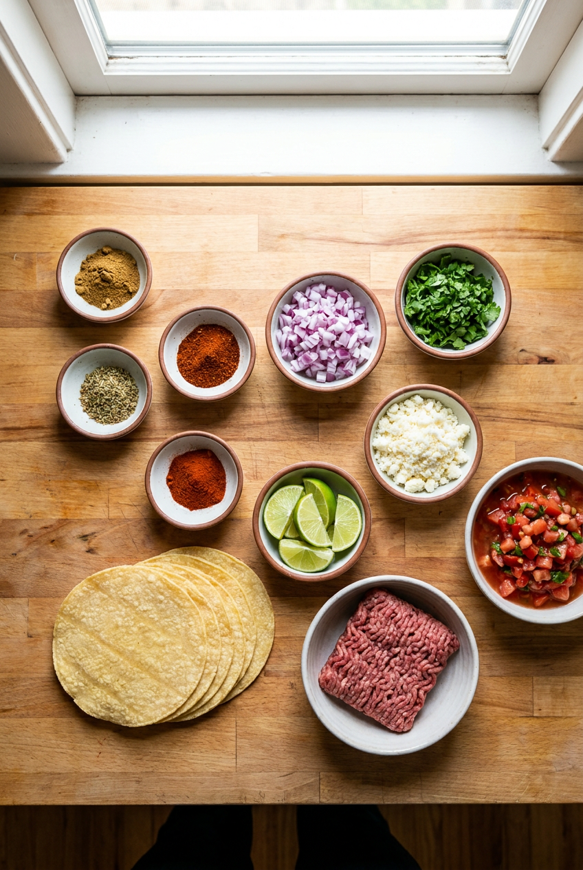 ingredients for The Ultimate Beef Tacos