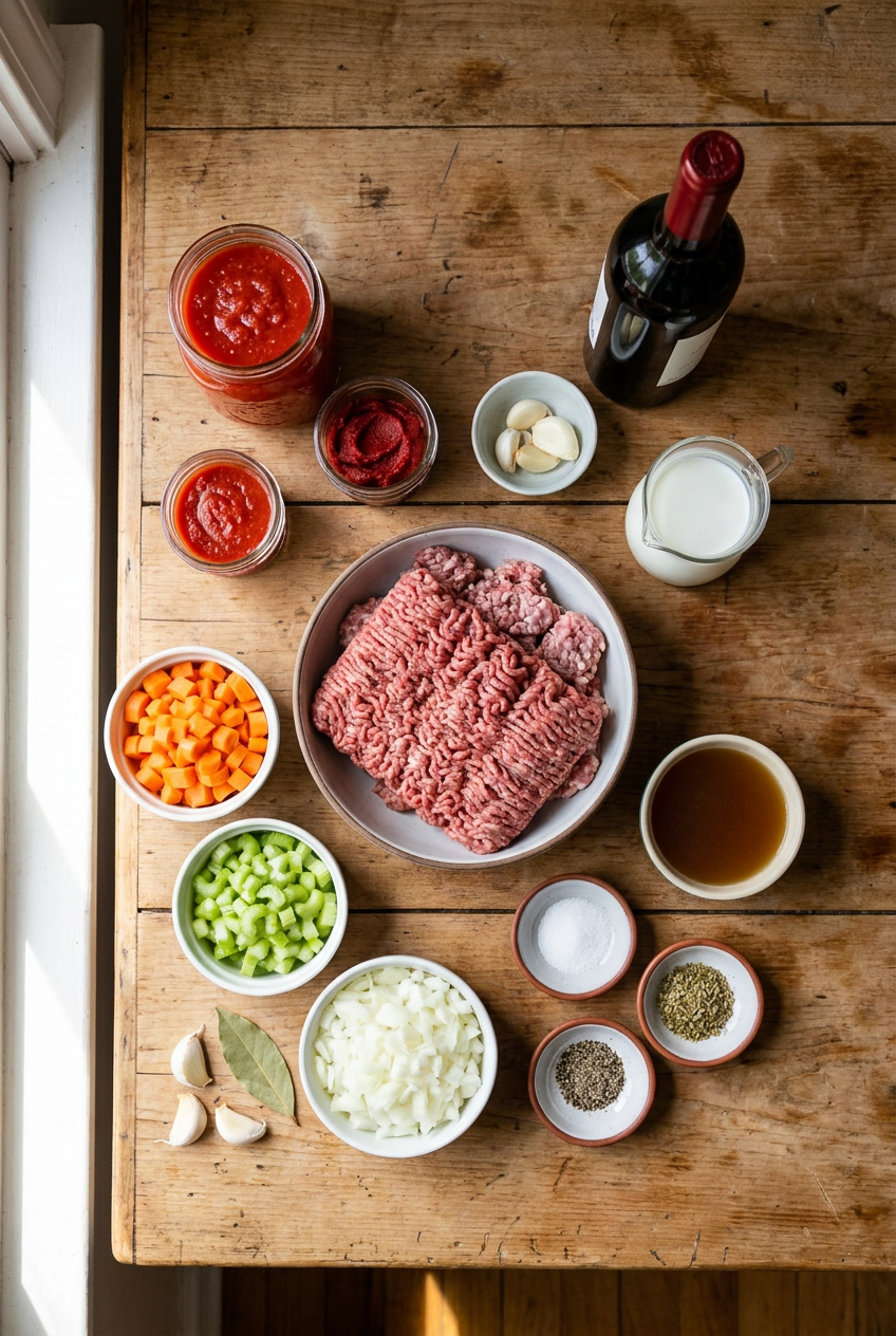 ingredients for Thick & Rich Bolognese Sauce: The Ultimate Thickening Guide